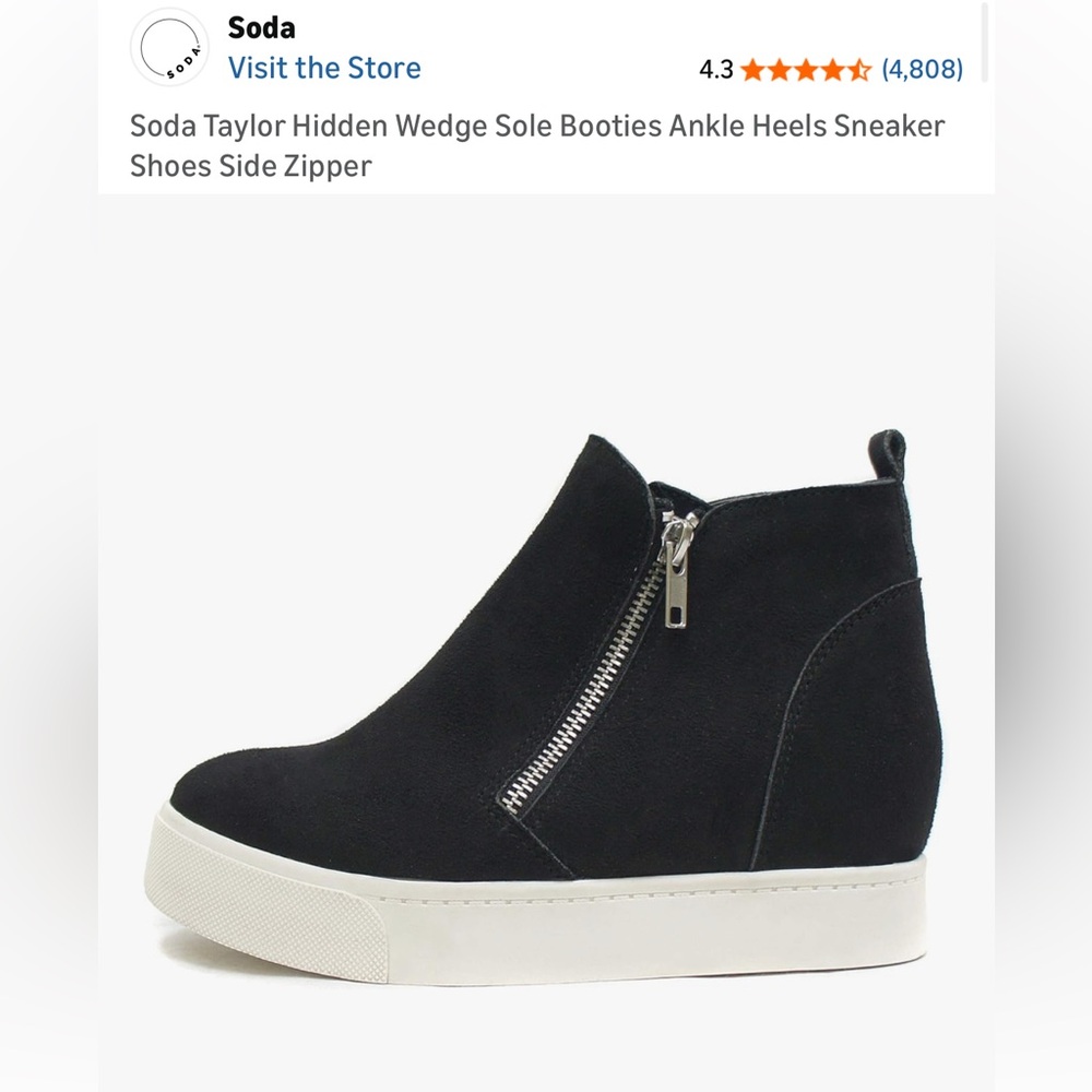 Soda Black Suede Sneakers with Zipper